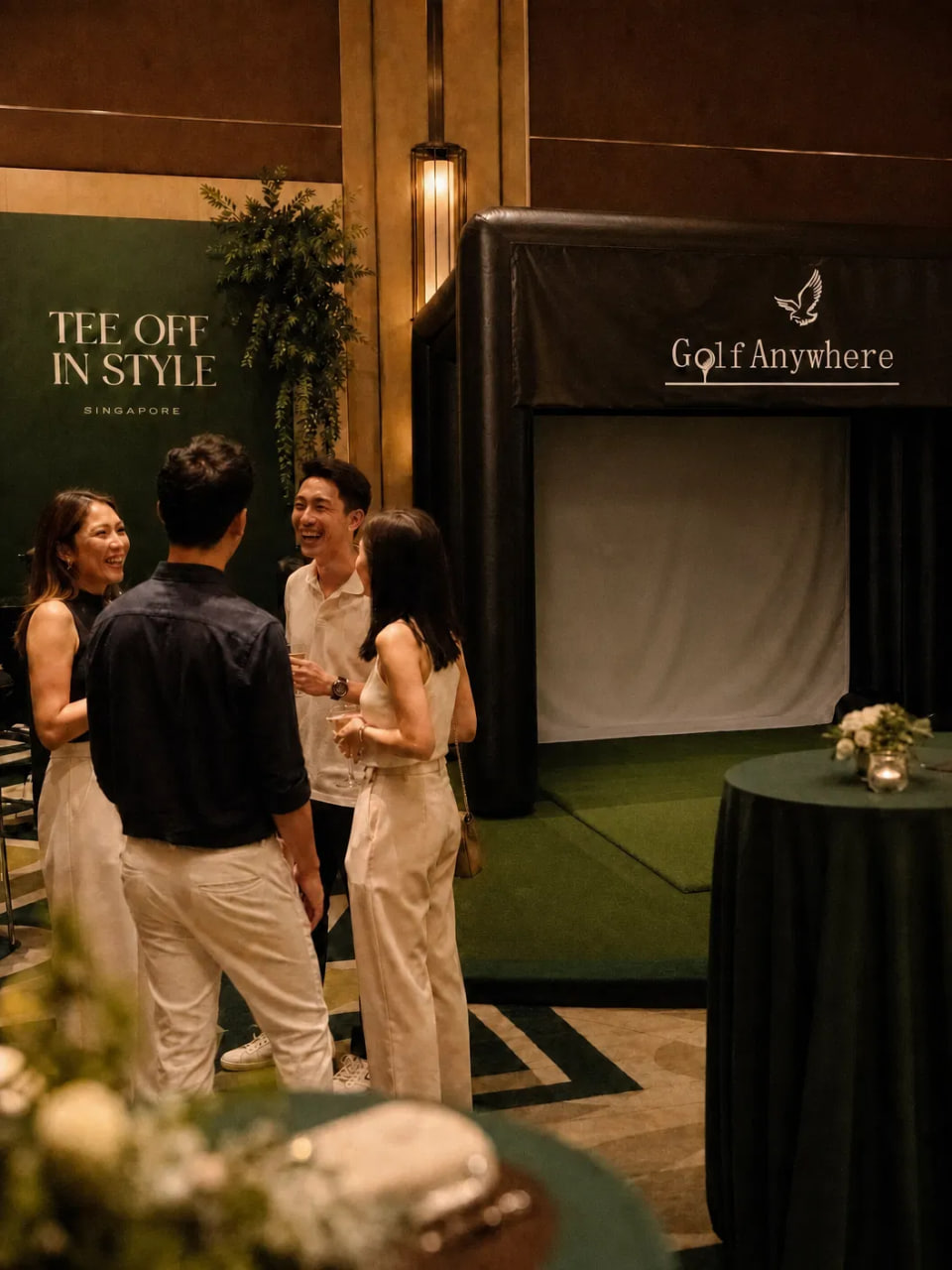 Guests at a Golf Anywhere Tee Off in Style corporate networking event in Singapore